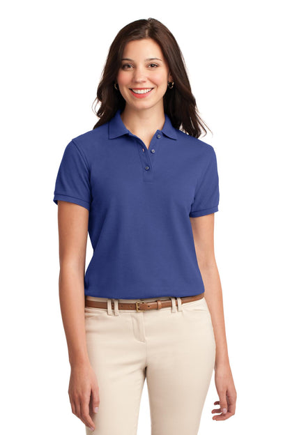 Front View of Med. Blue Port Authority Women's Silk Touch Polo. L500 plain