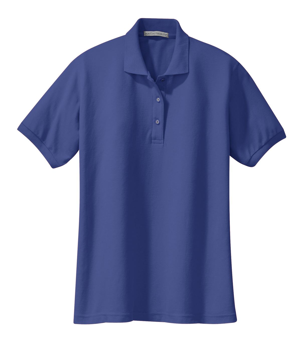 Front View of Med. Blue Port Authority Women's Silk Touch Polo. L500 plain