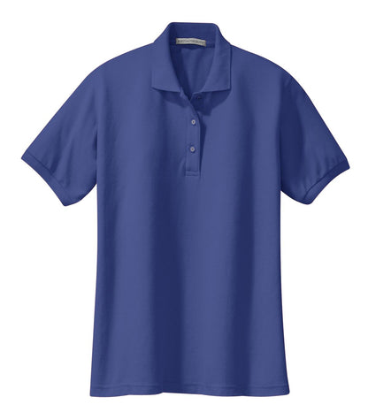 Front View of Med. Blue Port Authority Women's Silk Touch Polo. L500 plain