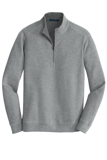Front View of Med He Gy/ChHe Port Authority Interlock 1/4-Zip. K807 plain