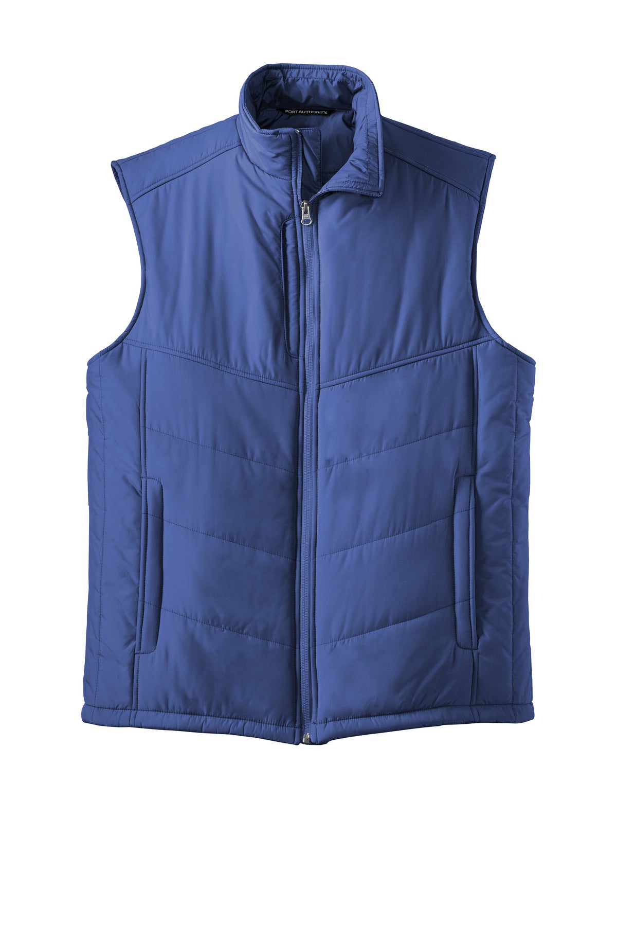 Front View of Medit Blue Port Authority Puffy Vest. J709