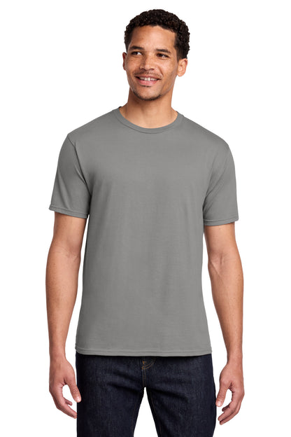 Front View of Medium Grey Port & Co Fan Favorite Tee. PC450 plain