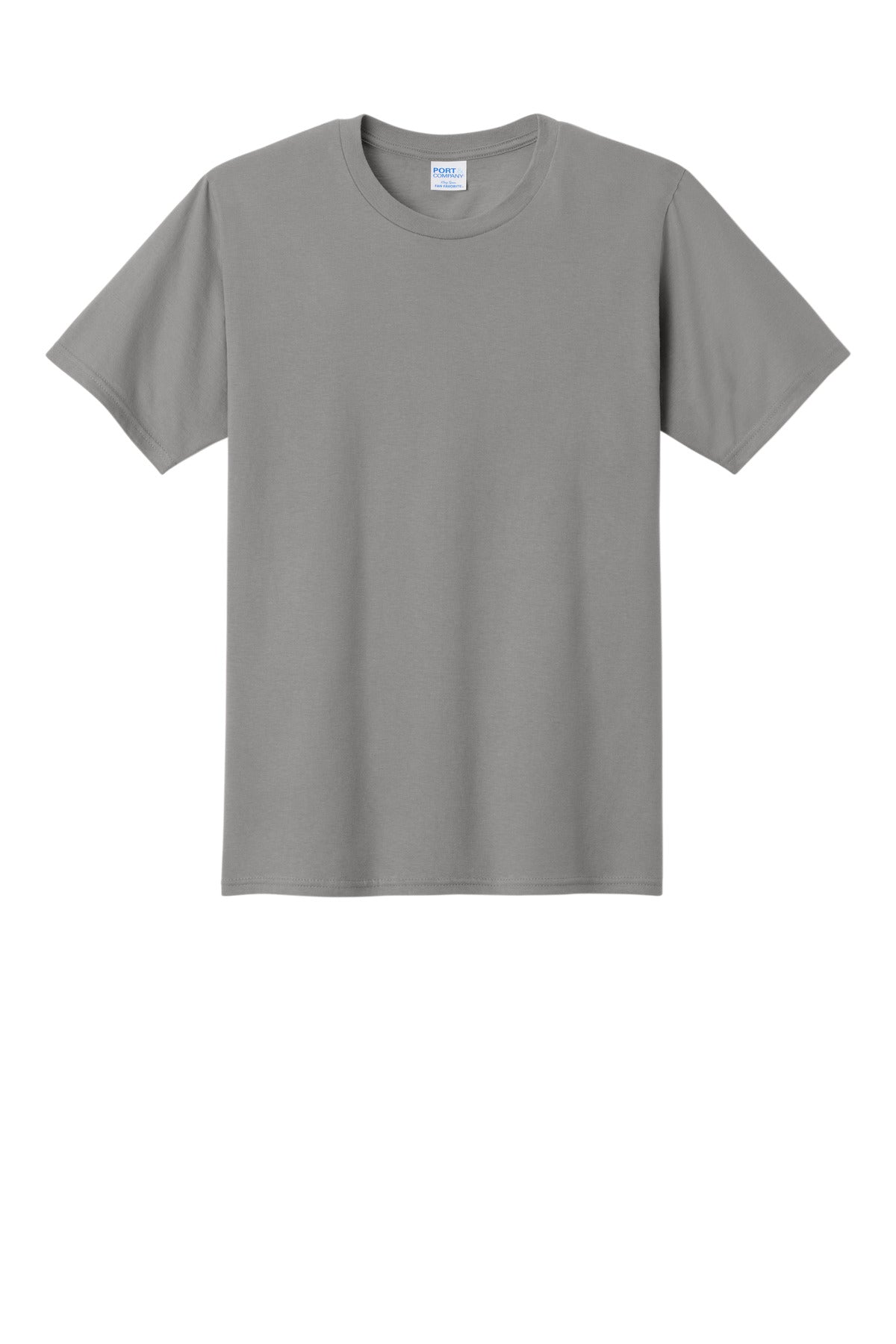 Front View of Medium Grey Port & Co Fan Favorite Tee. PC450 plain