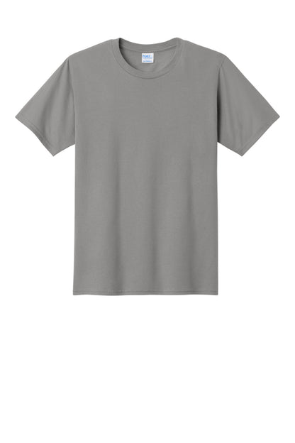 Front View of Medium Grey Port & Co Fan Favorite Tee. PC450 plain