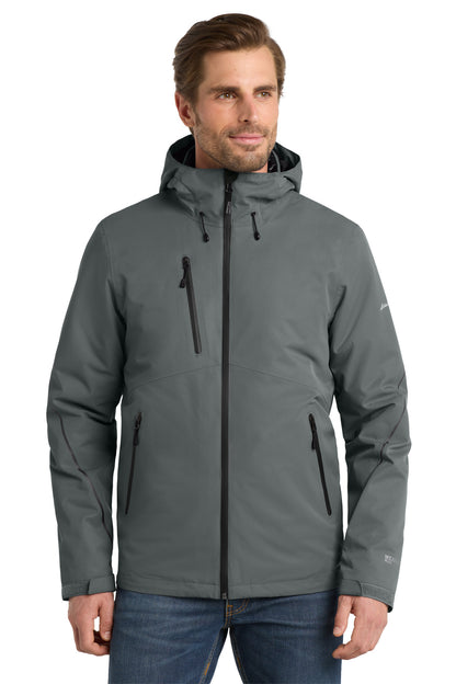 Front View of Metal Grey Eddie Bauer WeatherEdge Plus 3-in-1 Jacket. EB556 plain