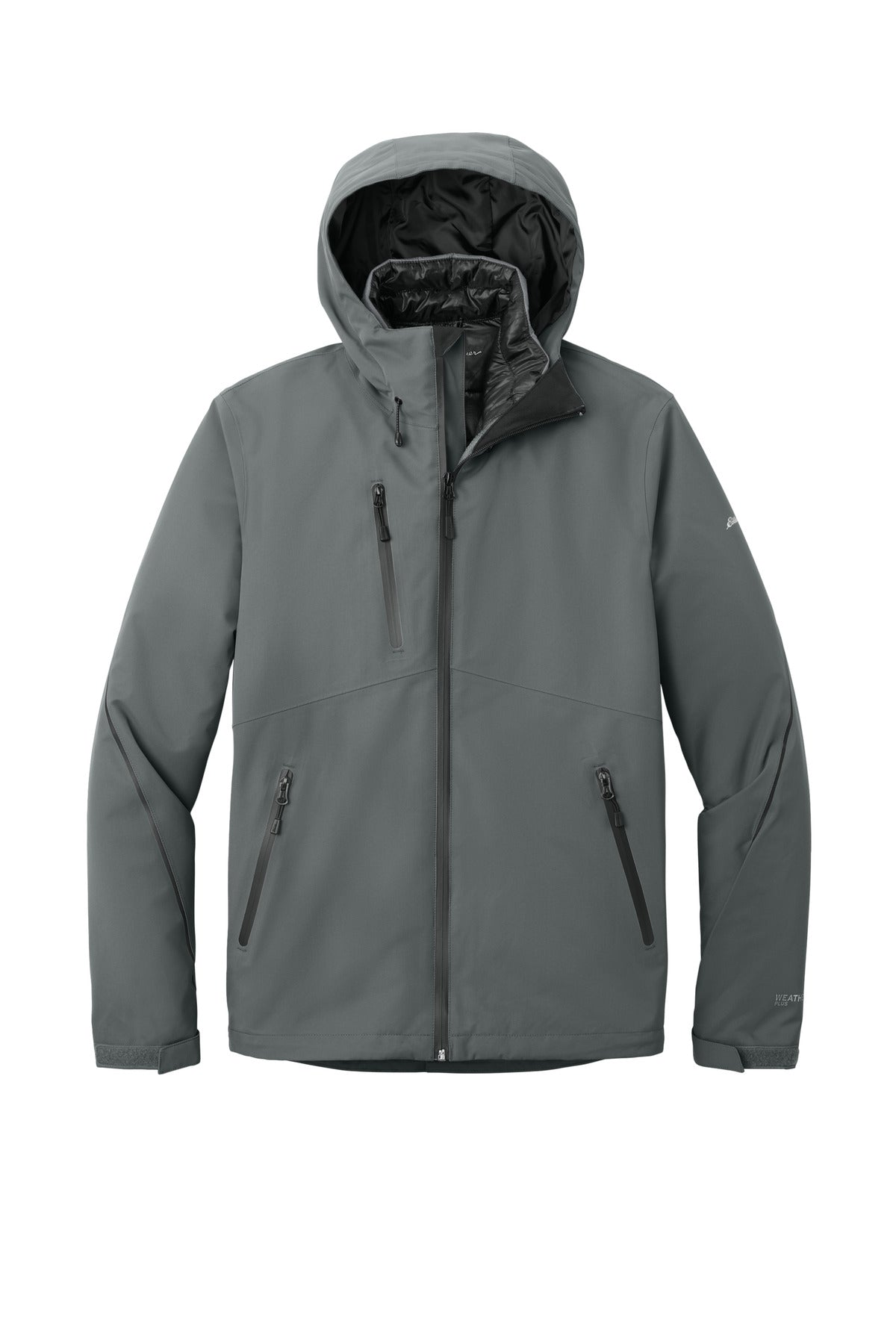 Front View of Metal Grey Eddie Bauer WeatherEdge Plus 3-in-1 Jacket. EB556 plain