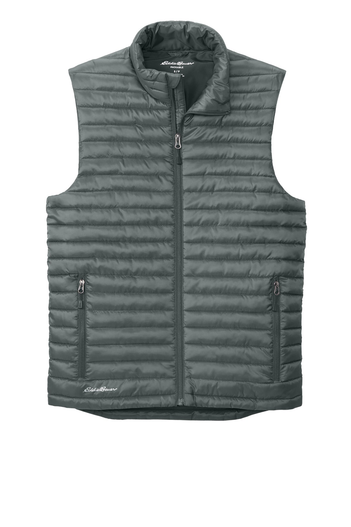 Front View of MetalGrey Eddie Bauer Packable Quilted Vest EB516 plain