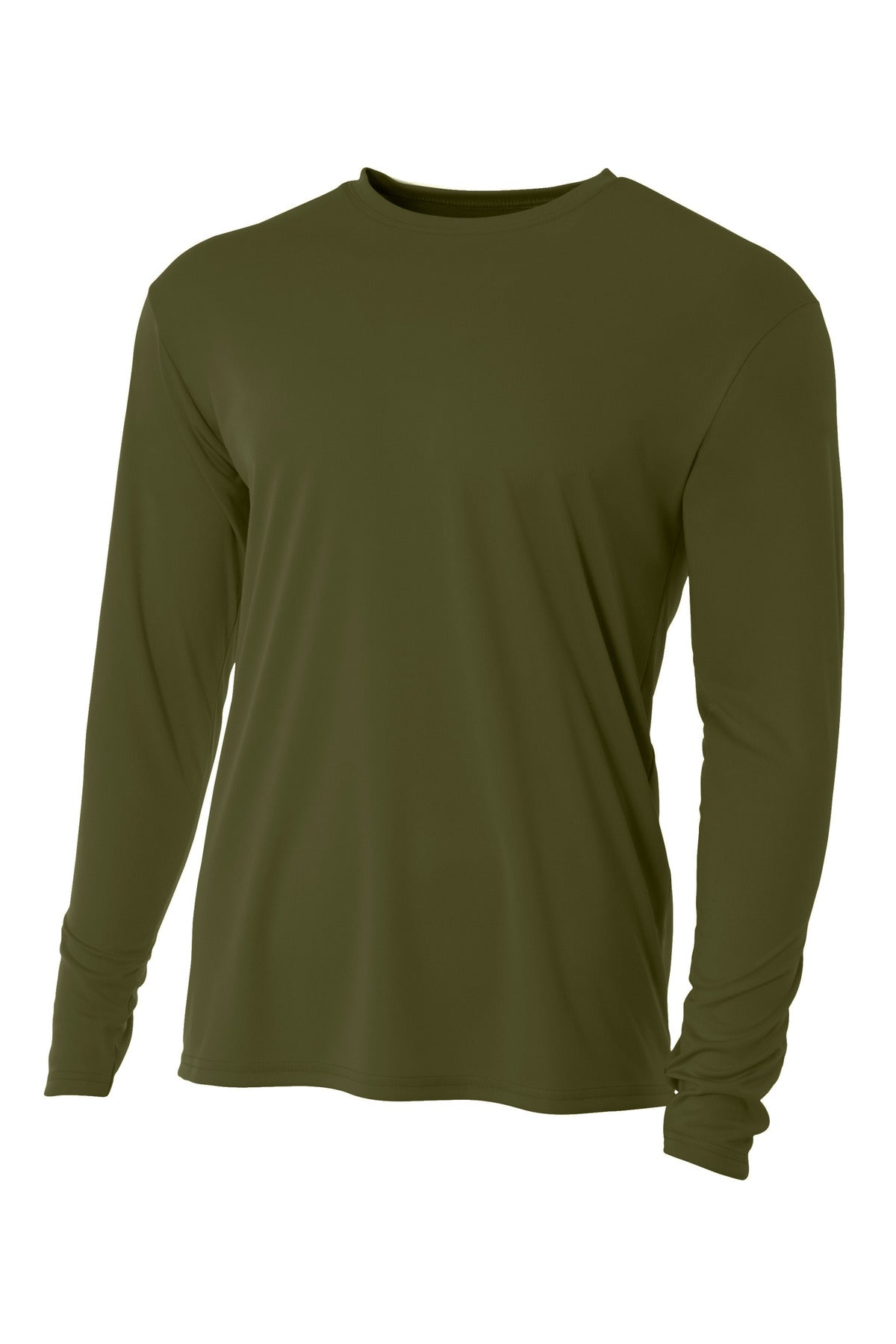 Front View of MilGreen A4 Cooling Performance Long Sleeve Tee A4N3165 plain