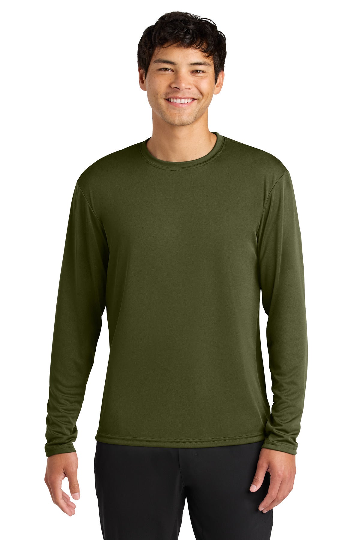Front View of MilGreen A4 Cooling Performance Long Sleeve Tee A4N3165 plain