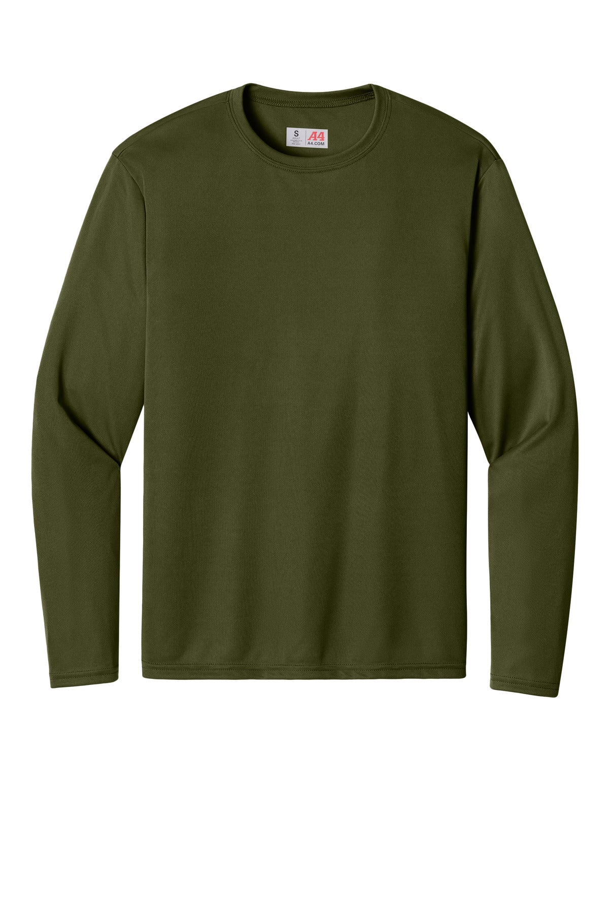 Front View of MilGreen A4 Cooling Performance Long Sleeve Tee A4N3165 plain