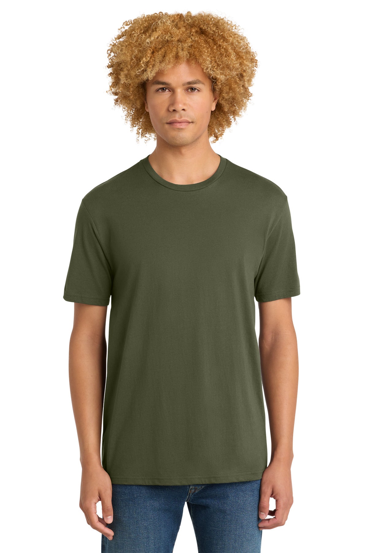 Front View of MilGreen District Perfect Weight Tee. DT104 plain