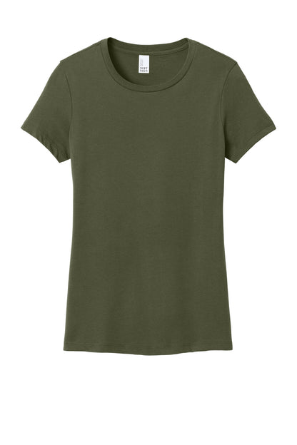 Front View of MilGreen District Women's Perfect Weight Tee. DM104L plain