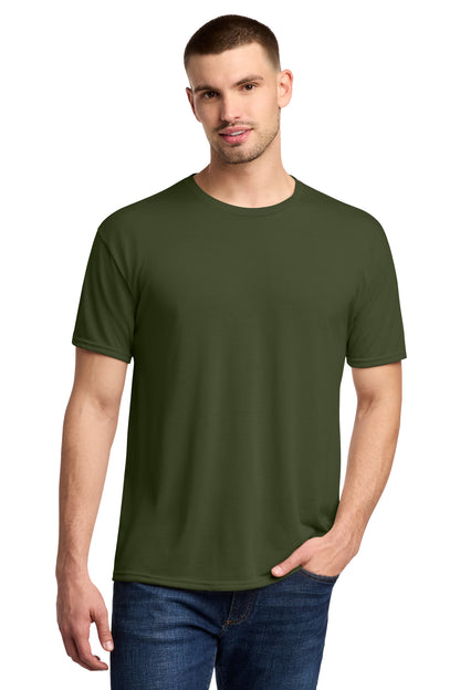Front View of MilGreen Jerzees Dri-Power 100% Polyester T-Shirt. 21M plain