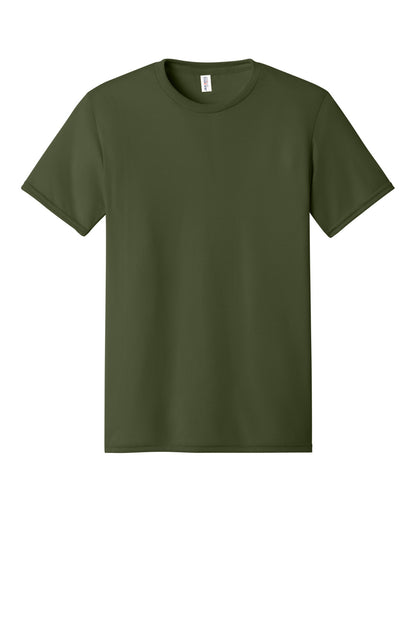 Front View of MilGreen Jerzees Dri-Power 100% Polyester T-Shirt. 21M plain