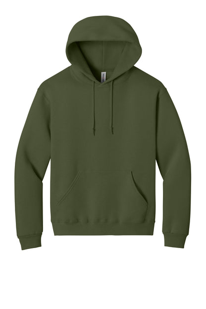 Front View of MilGreen Jerzees Rugged Unisex Hooded Sweatshirt H12M plain