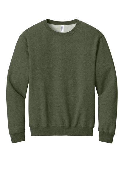 Front View of MilGrnHtr Jerzees - NuBlend Crewneck Sweatshirt. 562M plain