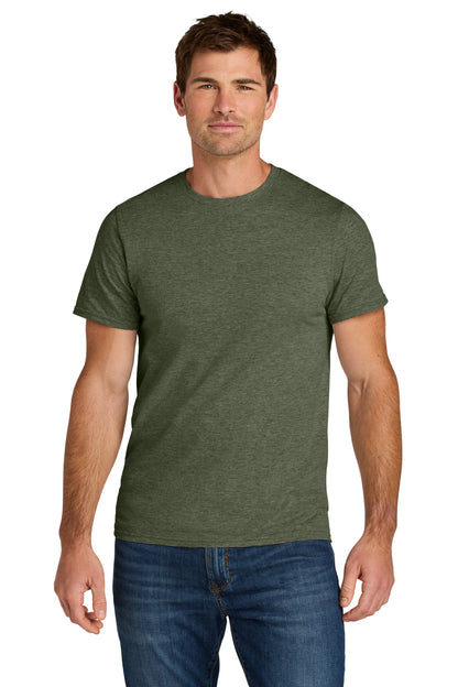 Front View of MilGrnHtr Jerzees Ultimate Unisex Ring Spun T-Shirt IC46M plain