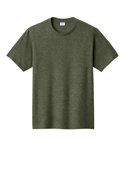 Front View of MilGrnHtr Port & Co Fan Favorite Tee. PC450