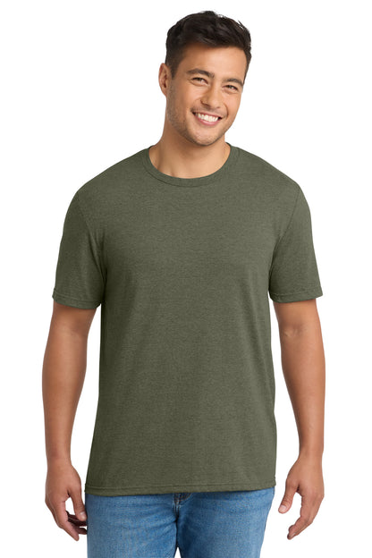 Front View of MilGrnHtr Port & Co Tri-Blend Tee. PC330 plain