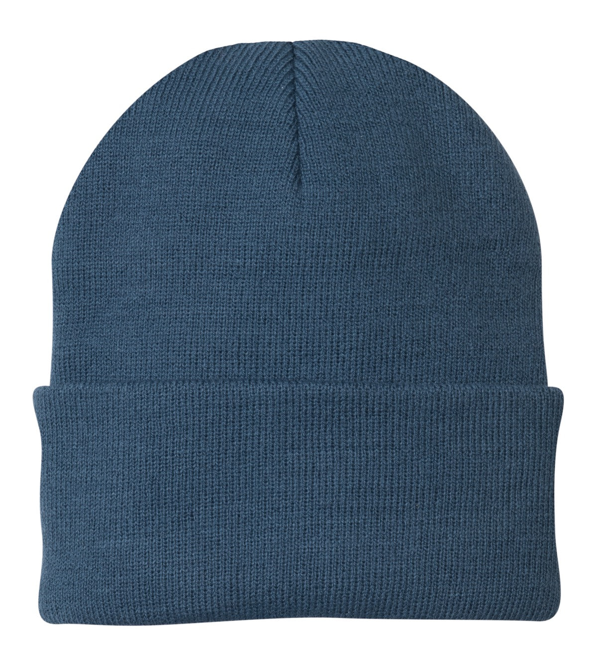 Front View of Millenium Blue Port Authority Knit Cap. CP90 plain