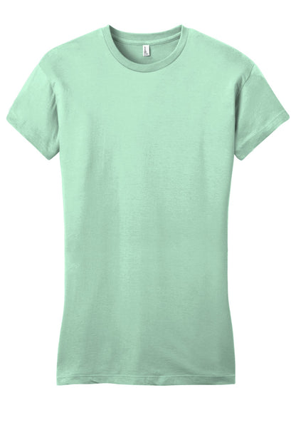 Front View of Mint District Women's Fitted Very Important Tee . DT6001 plain