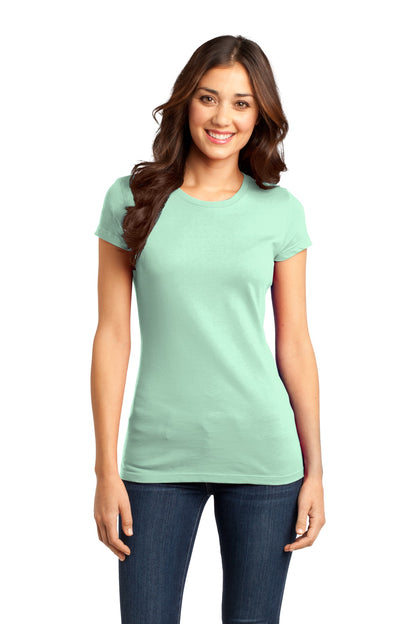 Front View of Mint District Women's Fitted Very Important Tee . DT6001 plain