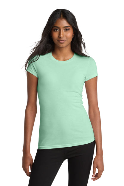 Front View of Mint District Women's Fitted Very Important Tee . DT6001 plain