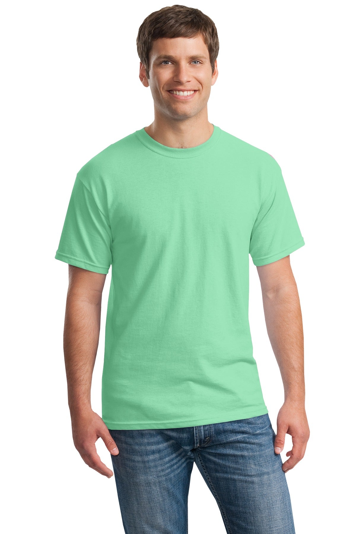 Front View of Mint Green Gildan - Heavy Cotton 100% Cotton T-Shirt. 5000 plain