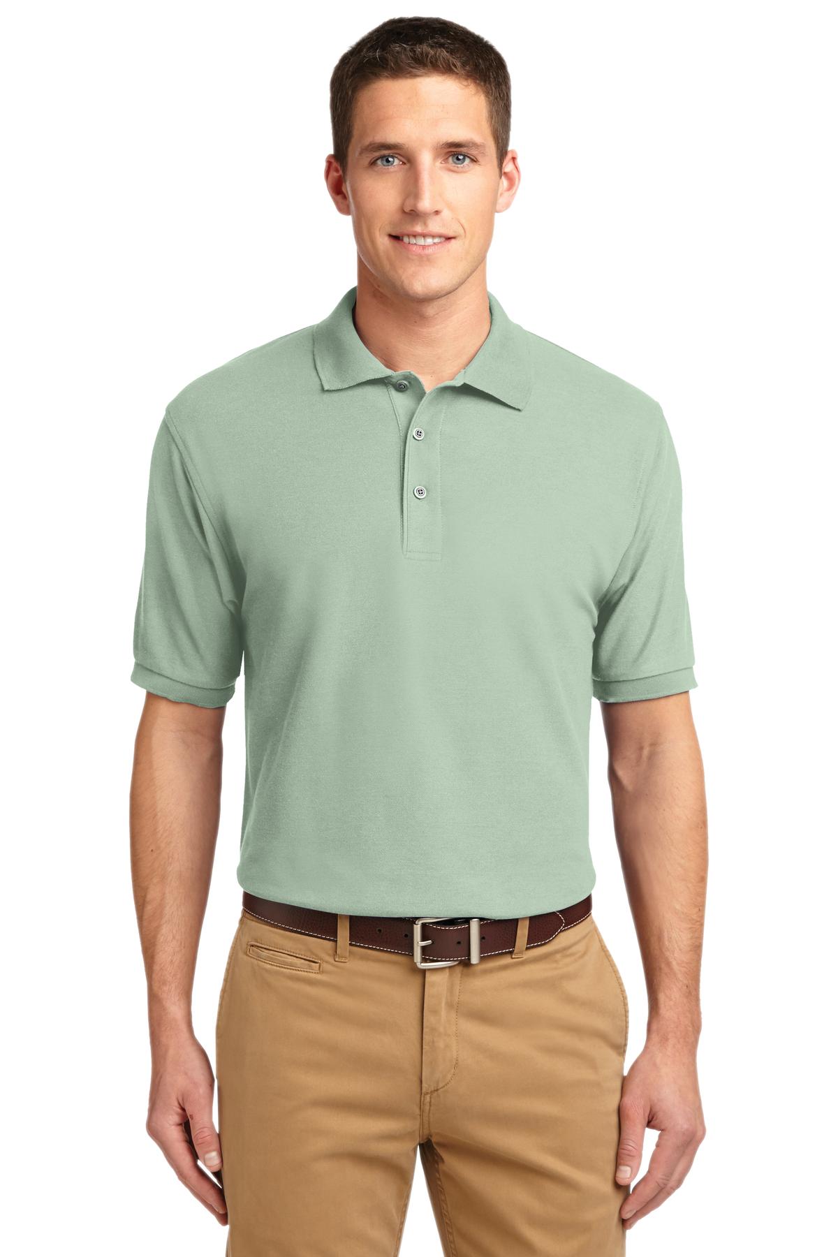 Front View of Mint Green Port Authority Silk Touch Polo K500 plain