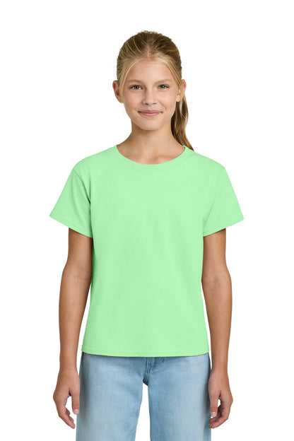 Front View of MintGreen Gildan Youth Light Cotton Tee 3000B plain