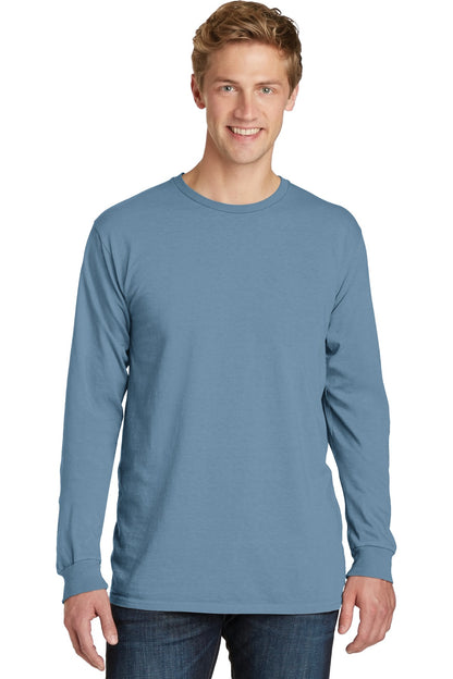 Front View of Mist Port & Co Beach Wash Garment-Dyed Long Sleeve Tee PC099LS plain