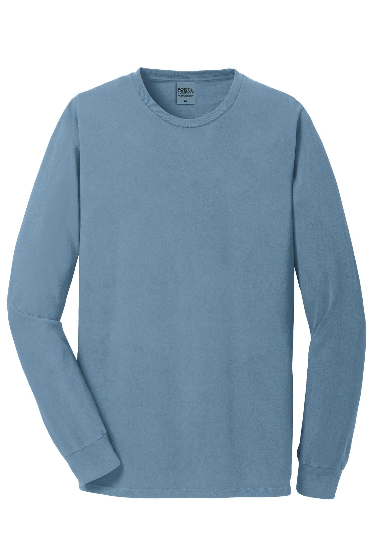 Front View of Mist Port & Co Beach Wash Garment-Dyed Long Sleeve Tee PC099LS plain