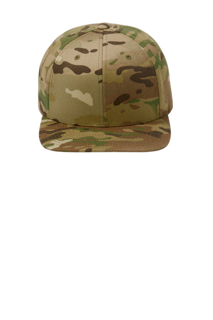 Front View of Multicam Sport-Tek YP Classics Flat Bill Snapback Cap. STC19 plain