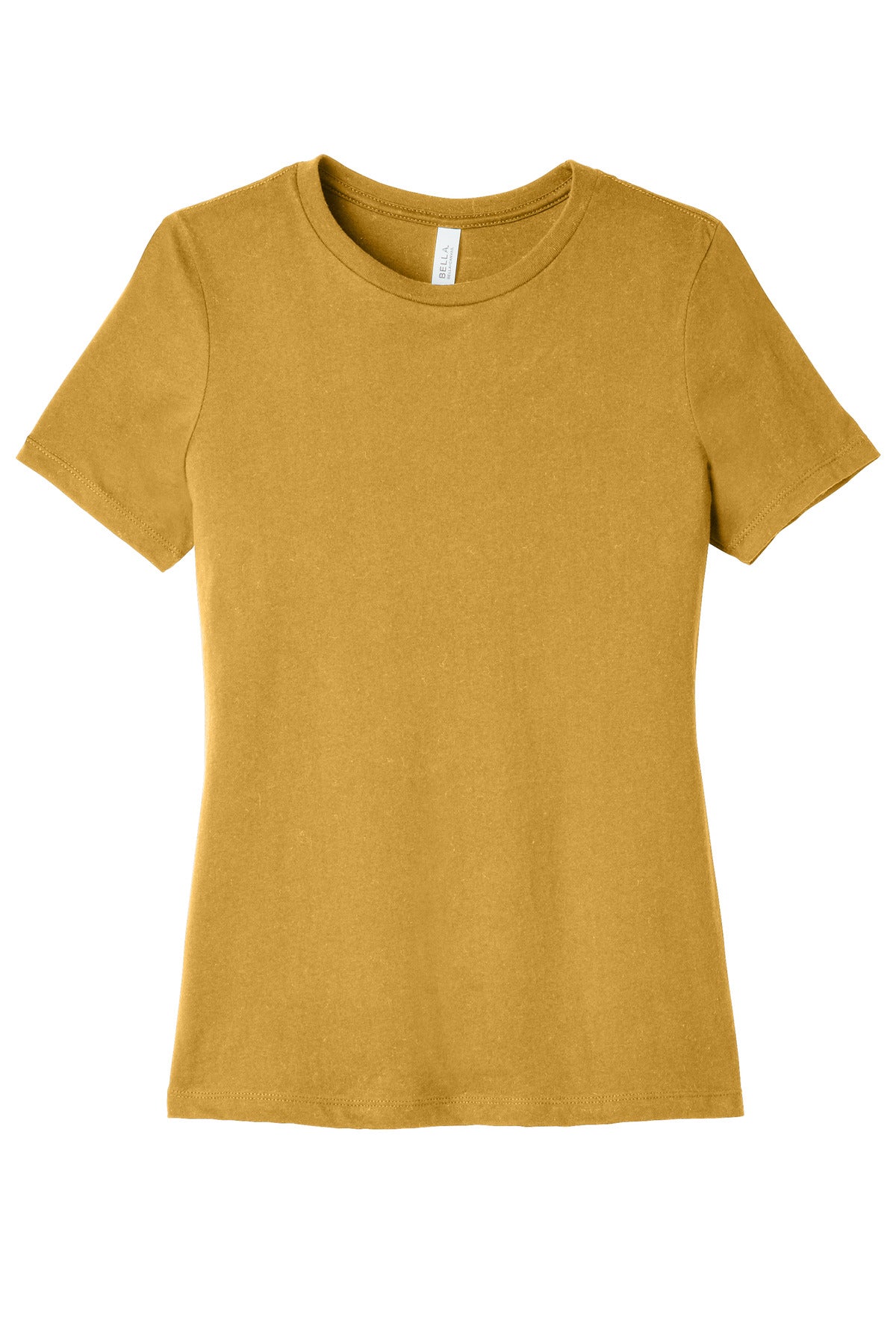 Front View of MustardTB BELLA+CANVAS Women's Relaxed Triblend Tee BC6413 plain