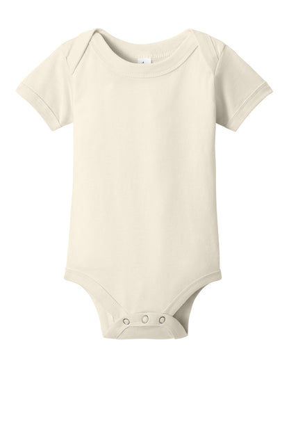 Front View of Natural BELLA+CANVAS Infant Jersey Short Sleeve One Piece BC100B plain