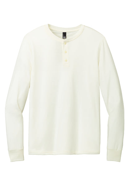Front View of Natural District Perfect Tri Long Sleeve Henley DT145 plain