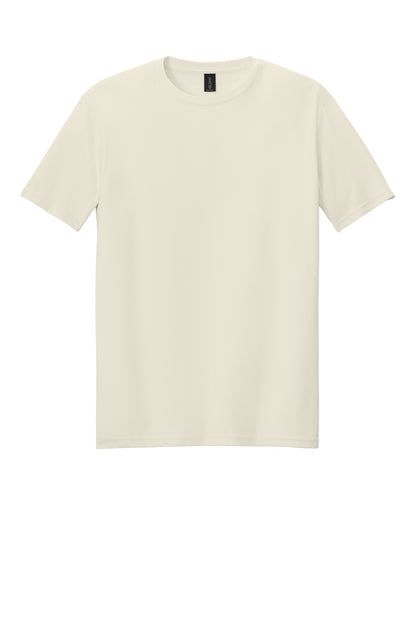 Front View of Natural Gildan Softstyle T-Shirt. 64000 plain