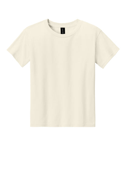 Front View of Natural Gildan Youth Light Cotton Tee 3000B plain