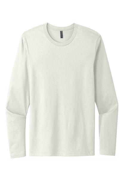 Front View of Natural Next Level Apparel Cotton Long Sleeve Tee. NL3601 plain