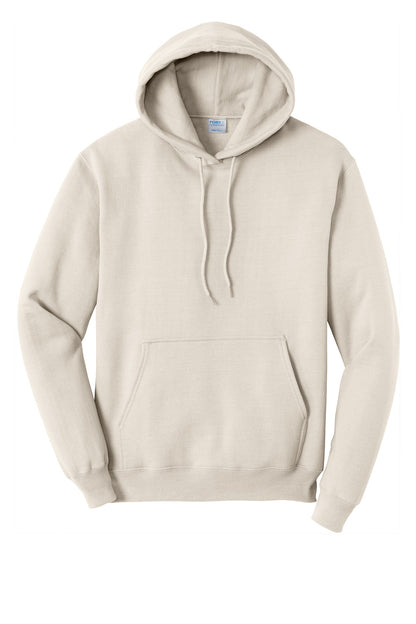 Front View of Natural Port & Co Core Fleece Pullover Hooded Sweatshirt. PC78H