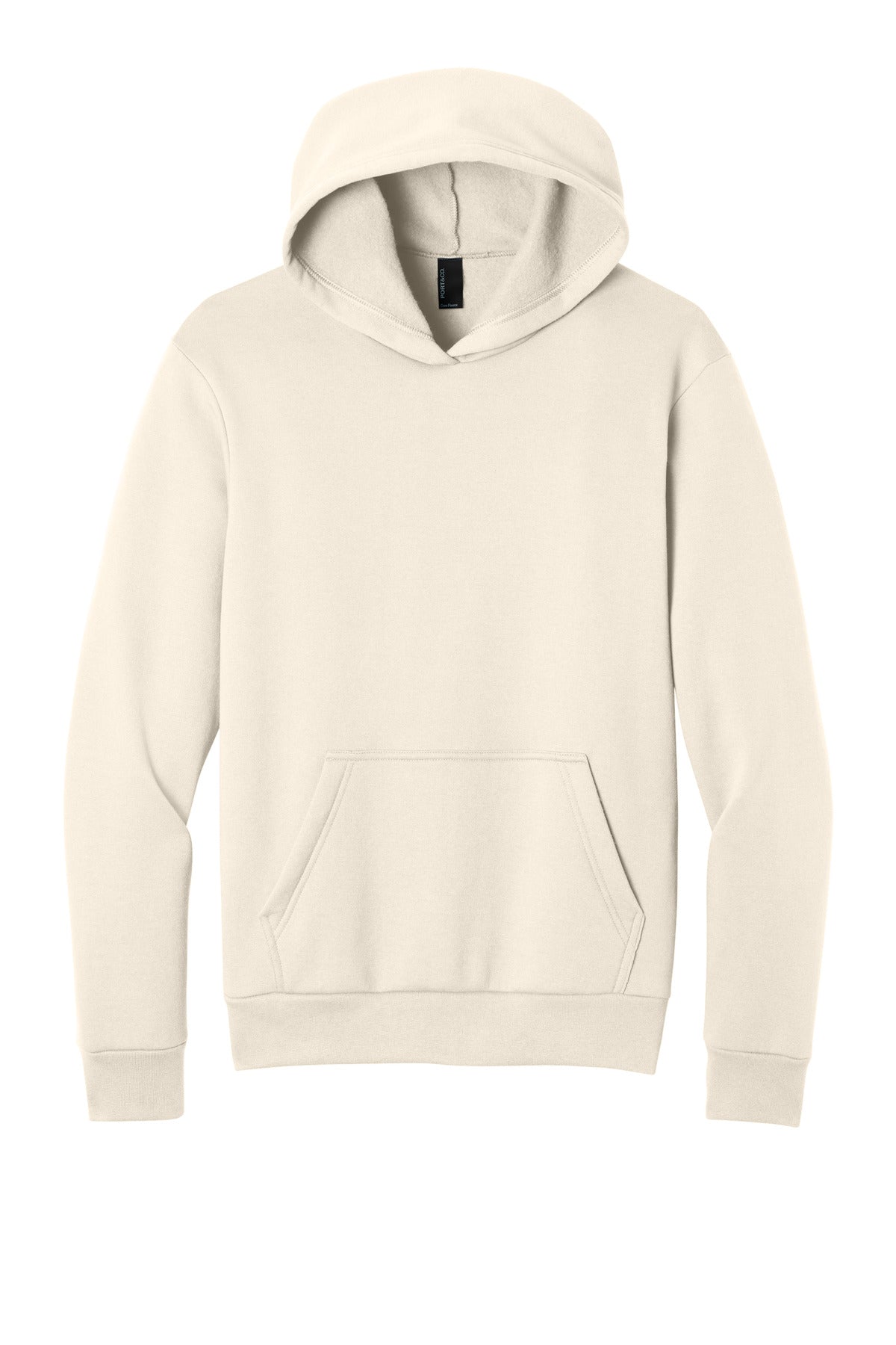 Front View of Natural Port & Co Easy Fleece Pullover Hooded Sweatshirt PC68H plain