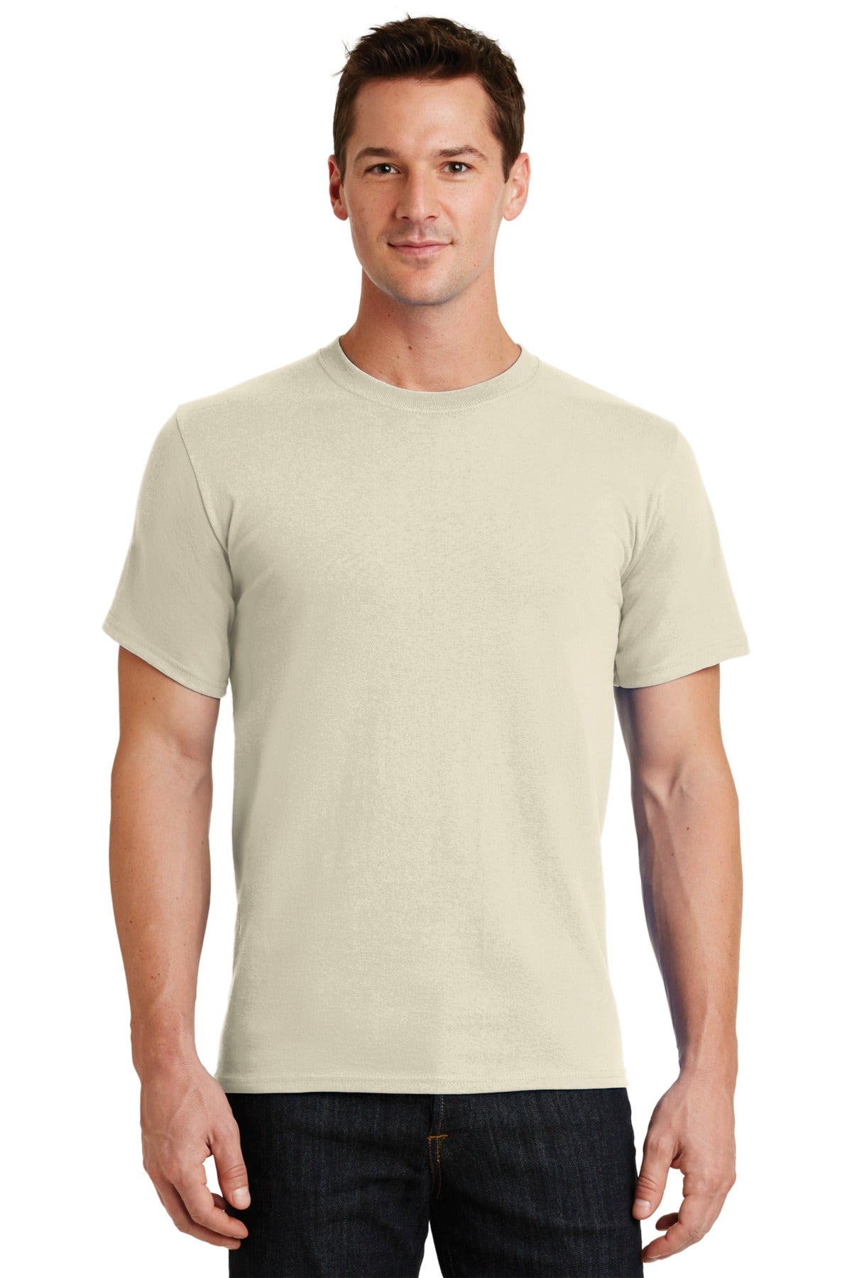 Front View of Natural Port & Co Essential Tee. PC61 plain
