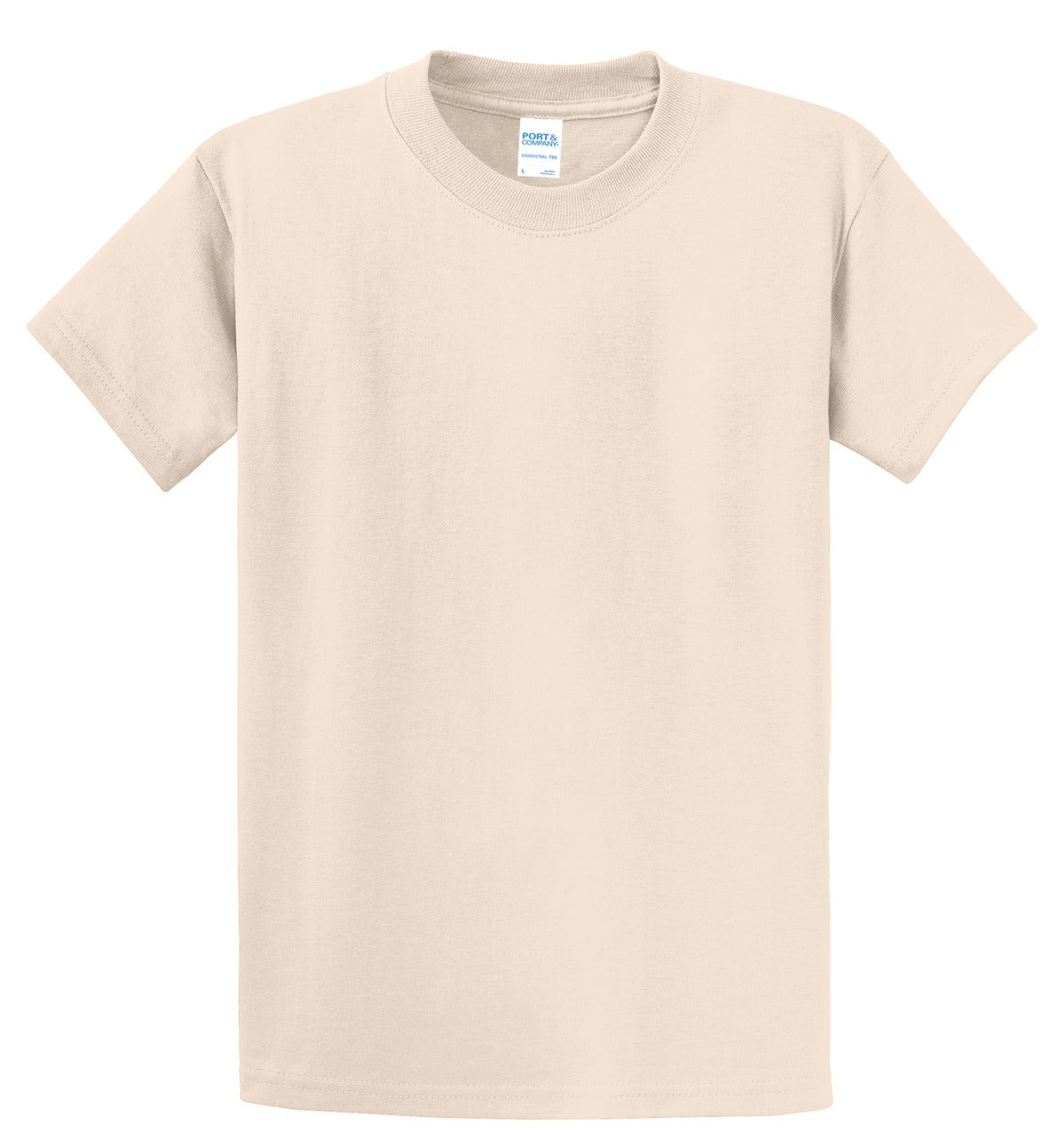 Front View of Natural Port & Co Essential Tee. PC61 plain