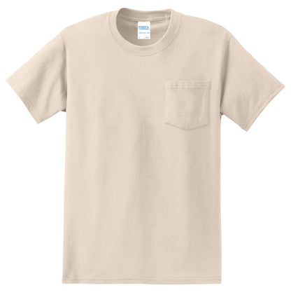 Front View of Natural Port & Co Tall Essential Pocket Tee. PC61PT plain