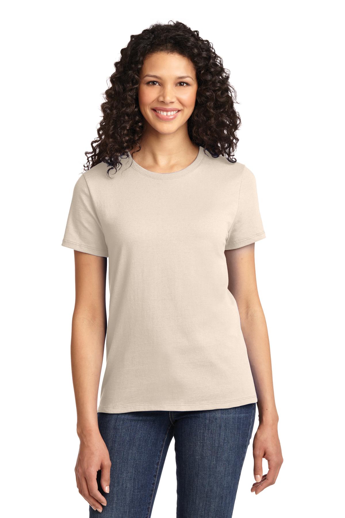 Front View of Natural Port & Co Women's Essential Tee. LPC61 plain