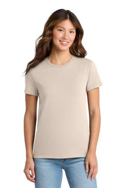 Front View of Natural Port & Co Women's Essential Tee. LPC61 plain