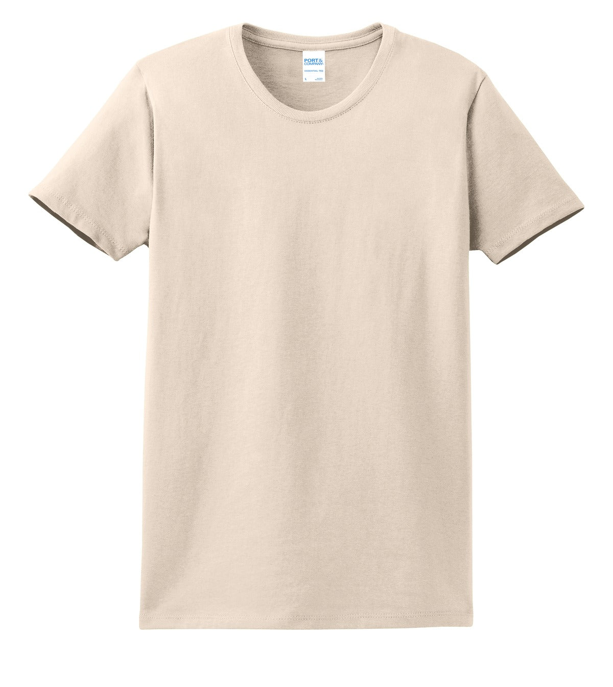 Front View of Natural Port & Co Women's Essential Tee. LPC61 plain
