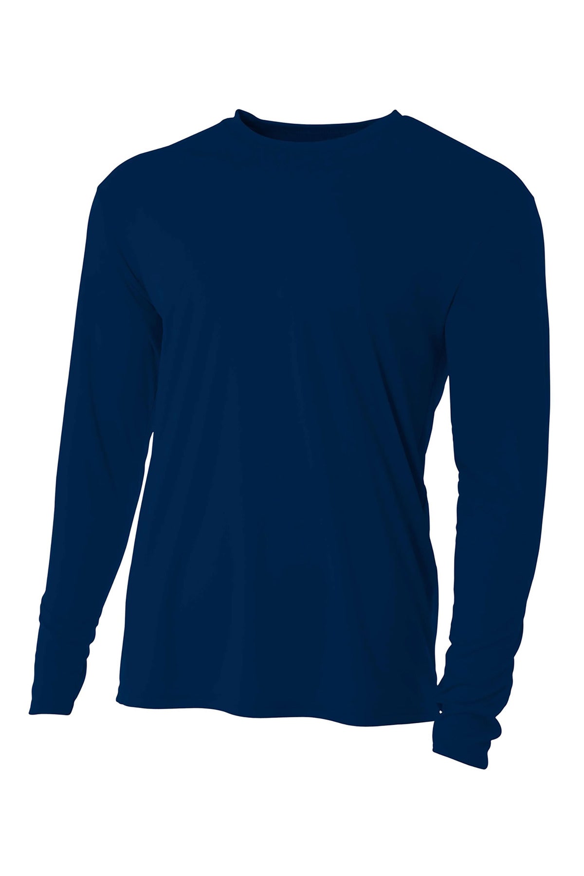Front View of Navy A4 Cooling Performance Long Sleeve Tee A4N3165 plain