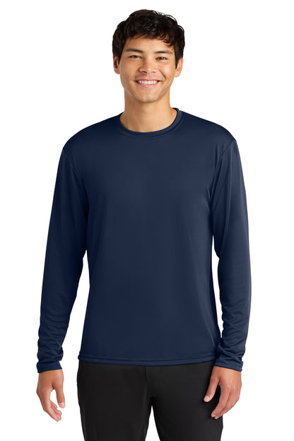 Front View of Navy A4 Cooling Performance Long Sleeve Tee A4N3165 plain