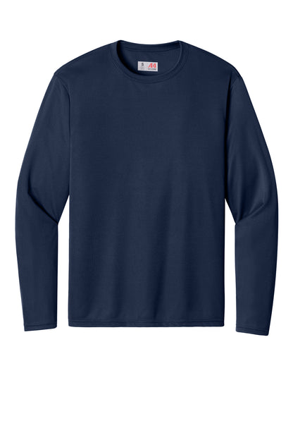 Front View of Navy A4 Cooling Performance Long Sleeve Tee A4N3165 plain